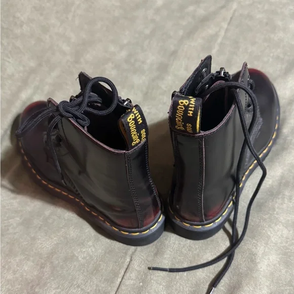 Dr. Martens Black and Burgundy Combat Boots - Picture 10 of 11